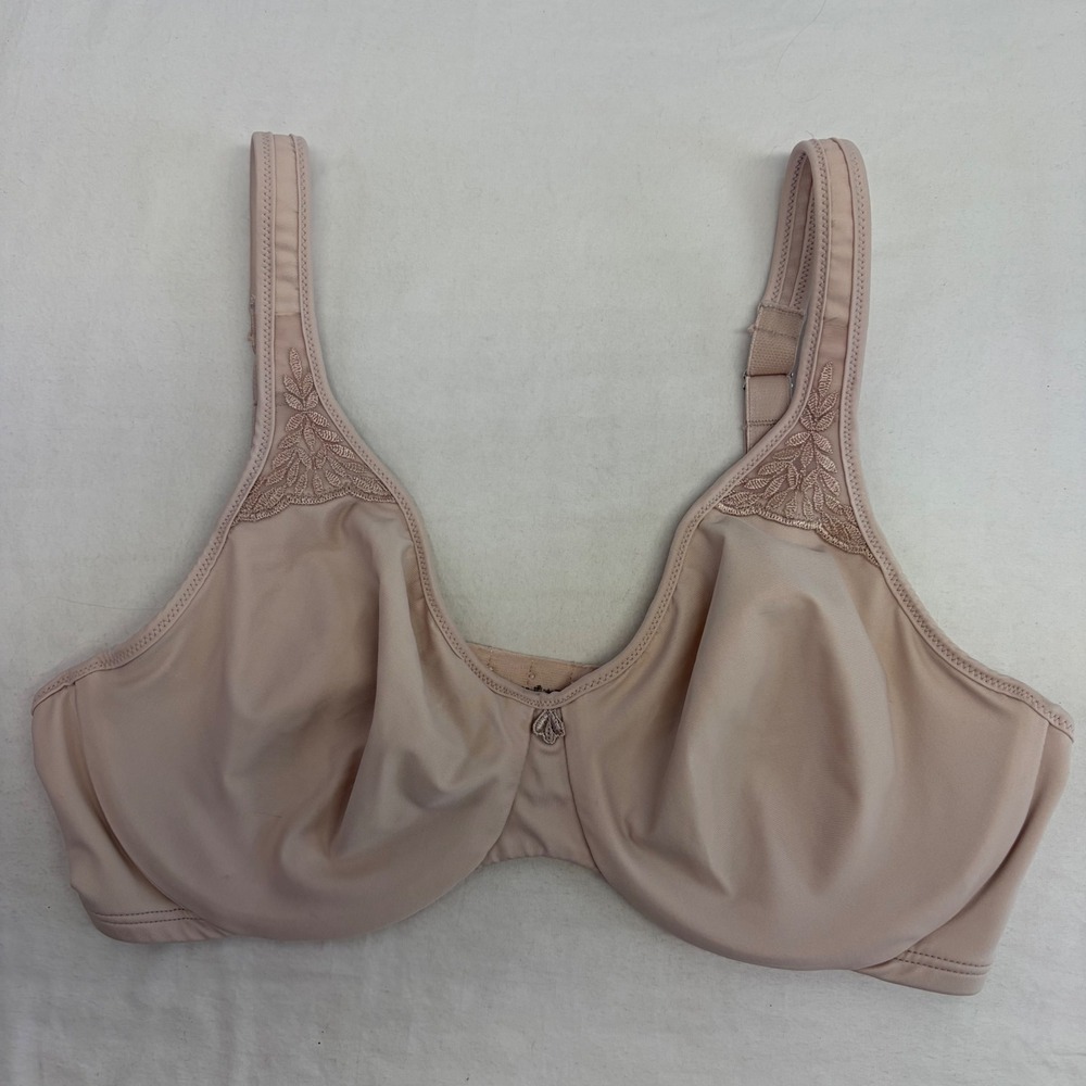 Bali Bra Womens 34D One Smooth U Underwire 3385 Embroidered Nude Minimalist